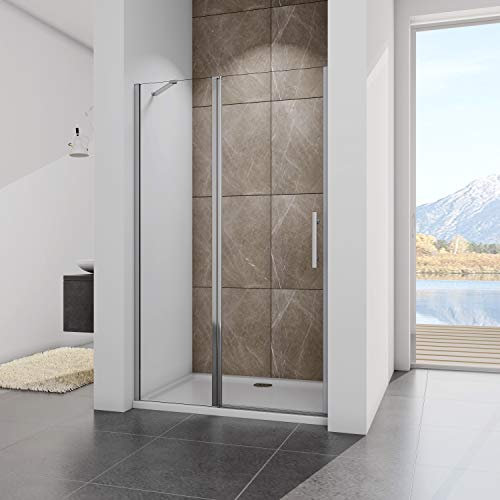 100x195 cm Porta per Nicchia Box Doccia Battente con Barra di Supporto Angolare e Parete Fissa Vetro Temperato Anticalcare Trasparente da 6 mm