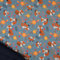 Softshell Stoff, Füchse auf Graublau als Meterware zum Nähen, 50 cm