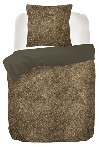 Kayori Satin-Bettwäsche-Garnitur Hiyori Farbe Bronze Größe 135x200+80x80cm Wendebettwäsche Fair Trade