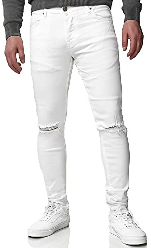 Tazzio Herren Jeans Skinny Fit im Destroyed Look A100 Weiß 34