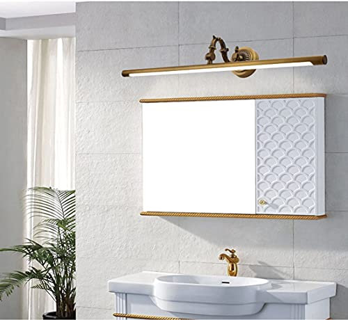 Wandlampe Spiegelleuchte LED Vintage Rechteck Messing-Metall Innen Badezimmer Flur Treppen Korridor Lampe, Warmweißes Licht, 4000K, Wandstrahler Rustikal Verstellbar Design, Leselampe, Retro Wandspots