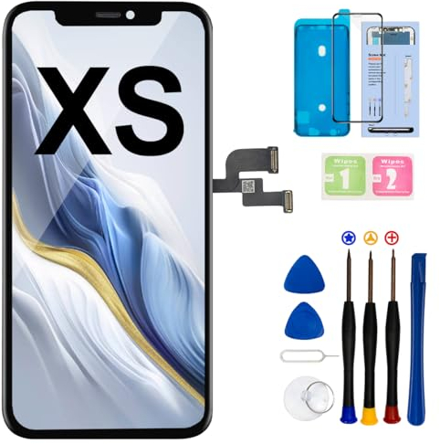 EFAITHFIX für iPhone Xs LCD Bildschirm Ersatz 58 Zoll Montage Display und 3D Touch Screen Digitizer mit ReparaturwerkzeugSet für A1920 A2097 A2098 A2099 A2100 mit wasserdichtem Kleber gehärtetem Glas