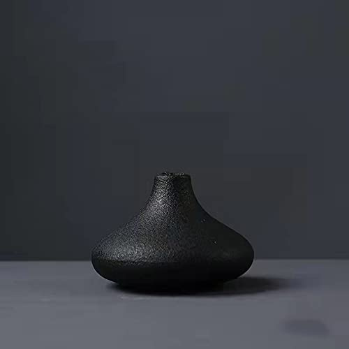 Cutfouwe mini vase,Schwarze vase matt/blumenvase aus Hochwertiger Keramik als Moderne Blumenvase vintagekeramikvase,für fensterbank deko-deko Flur,D7.8XH5.6cm