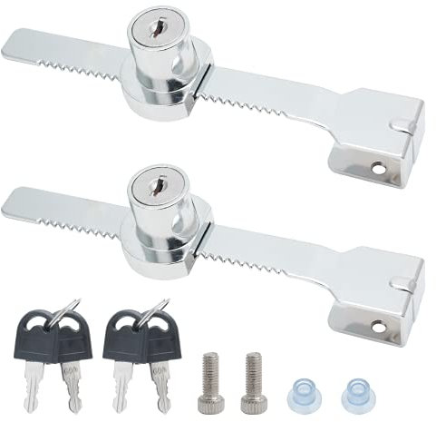 Qjaiune Lot de 2 verrous de porte coulissante en verre pour vitrine, vitrine, serrure à cliquet pour cage de reptile et clé, serrure de vivarium pour tiroir, armoire, épaisseur de 2 à 6 mm, clés