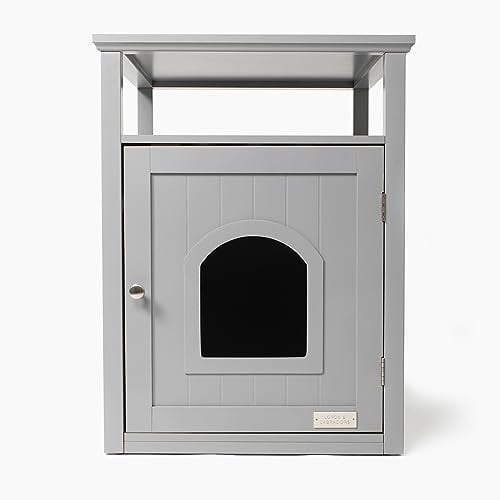 Lords & Labradors | Wooden Cat Washroom (Grey) Cat Litter Box | Cat Furniture | Cat Toilet | Enclosed Cat Litter Box | Wooden Cat House | Washroom with Door | Kitten Cabinet
