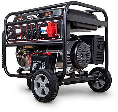 DeTec. Generador de corriente de gasolina DT-LB7500E-3 de 7 kW, 400 V, generador de corriente de arranque eléctrico, 3 fases, motor de gasolina de 18 CV (7,5 kW, 400 V, arranque electrónico)