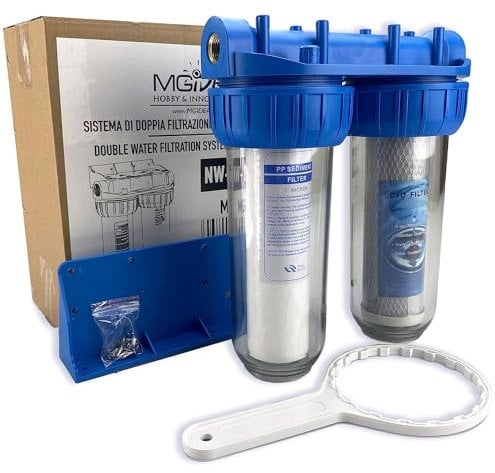 KIT FILTRO ACQUA DUE STADI CARTUCCIA FILTRAZIONE NW-BR10B3 1/2'' - 3/4 - 1 ATTACCO (1'' 32,89mm, Traditional)