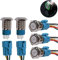 JIQI 5× 16mm 12V bis 24V 3A Verriegelung Druckschalter Metall Rastend EIN/AUS Schalter mit LED Licht IP66 1NO1NC Selbsthemmend wasserdicht vorverdraht Druckknopfschalter für Van KFZ DIY Motorrad(Grün)
