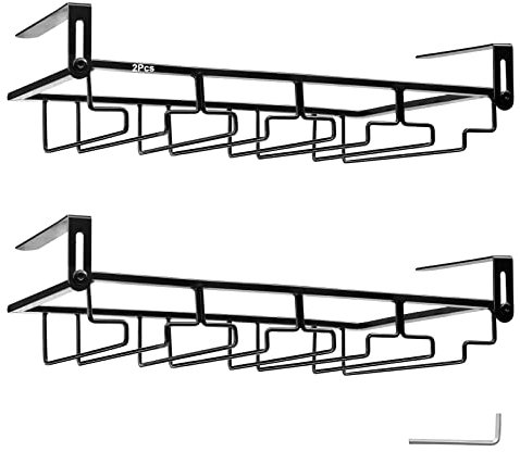 MERYSAN Porte-Verres Suspendu en Forme de Cœur Organiseur de Verres à Pied en Métal, 4 slots Support à Verre à Vin Pour Utilisé Dans le Bar, Armoire à Vin, Cuisine (Noir 4)