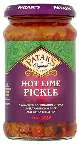 Patak's Lime Pickle Hot 283 g, combinación de lima, chiles y especias indias reales, proporciona la experiencia gastronómica india ideal (paquete de 1)