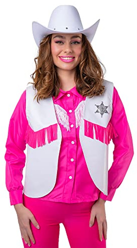 Wicked Costumes Adult Cowgirl/Sheriff Waistcoat Fancy Dress Accessory - White/Pink