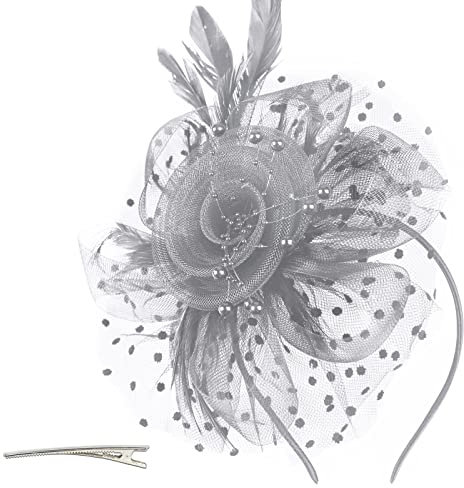 Fascinator Hüte Braut Feder Kopfschmuck Damen Mädchen Haar Clip Accessoire Cocktail Haarschmuck Kirche Vintage Klassisch Kopfbedeckung 20er Jahre Stirnband Mesh Hochzeit Haarnadel Tea Party