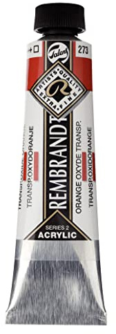 Rembrandt Acrylic Colour - Peinture acrylique en tube 40 ml - Orange oxyde transparent 273 - Corps lourd - Grande résistance à la lumière - Film de peinture flexible et durable