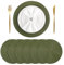 BAOFIN Round Braided Placemats Set of 6, Round Placemats for Dining Table, Washable Woven Non-Slip Placemats for Christmas,15 inch(Olive)