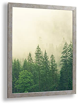 Monaldo Deluxe Bilderrahmen Posterrahmen 91 x 61 cm Farbe Altsilber Hammerschlag Wechselrahmen weisser Hintergrund klares Kunstglas