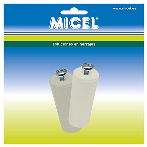 MICEL - 91777 - Tope para persiana enrollable, 2 unidades, incluye tornillo de metal de métrica 6, de Plástico Marfil, 40 x 20 mm.