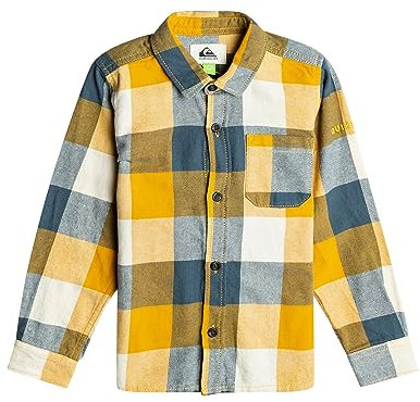 Quiksilver Jungen Boy's Motherfly Flanell Boy Hemd mit Button-Down-Kragen, Senf Mutterfliege 233, 122