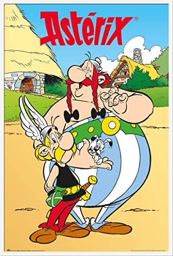 empireposter Asterix und Obelix - Gallisches Dorf - Poster Druck 61x91,5 cm + Wechselrahmen, Shinsuke® Maxi Kunststoff Weiss, Acryl-Scheibe