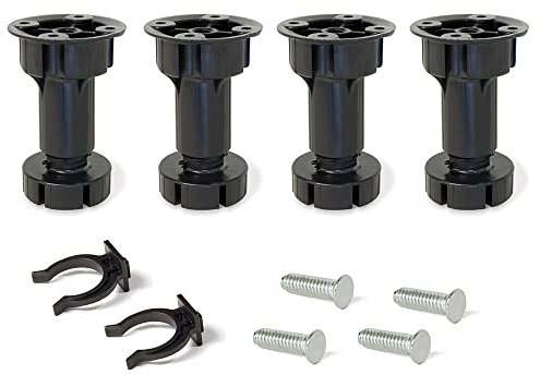 Evotrade Pies para muebles ajustables, prensatelas para zócalo de cocina, paquete de 4 unidades + pinzas | Made in Italy Altura 120 mm