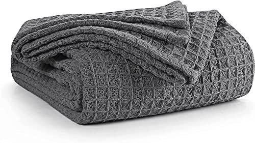 The Home Talk Throw Cotton Bedspread - Traditionally Woven - 60 x 80 Inches Throw Over Blankets - 100% Cotton Bed Blankets For Couch, Chair, Bed - Soft, Cozy & Comfortable - Charcoal
