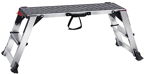 VEVOR Folding Work Platform, 660 lbs Load Capacity, Aluminum Drywall Stool Ladder, Heavy Duty Work Bench w/Non-Slip Feet, Ideal for Washing Vehicles, Cleaning, Painting, Decorating