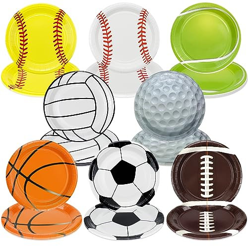PTECDROTS 40Pcs Sports Birthday Party Decorations - 9 Disposable Dinner Plates for Kids Men Game Day Event Sports Theme Party Supplies
