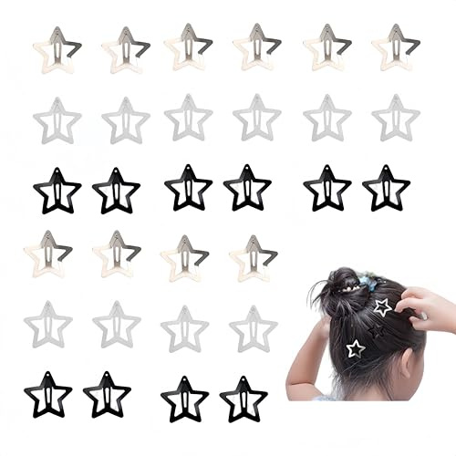 Changyeah 30 Pezzi Forcina per Capelli a Stella, Clip in Metallo Antiscivolo, Accessori per Ragazze e Donne