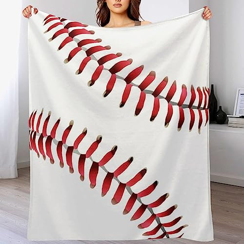Melbrakin American Red Line weiße Baseball-weiche Flanell-Reisedecke, Wohnzimmer-Heimsofa-Dekorationsdecke, Schlafsaal-Büro-Nickerchen-Decke