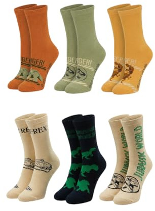 ONOMATO! Kinder Socken Jungen 6er Set, Baumwolle Kindersocken mit Motiven wie Paw Patrol & Jurassic World, Bunte Jungs Socken Weich & Atmungsaktiv, Lustige Strümpfe für Schule & Freizeit, Mehrfarbig