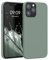 kwmobile Handyhülle für iPhone 12 Hülle/iPhone 12 Pro Hülle - Silikon Handy Case - weiche Oberfläche - kabelloses Laden - Rainwashed Grün
