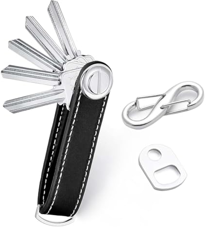 Porte-clés Intelligent de Poche en Cuir,Porte-Clés Intelligent de Poche,Organisateur de Cés,Organiseur pour Clés Cuir,Porte-Clés en Cuir,Pratique Détachable Porte-Clés(Peut contenir 7 à 9 clés) Noir