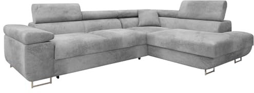Mirjan24 Ecksofa Torezio Premium mit Bettkasten, Einstellbare Kopfstützen, Sofa mit Schlaffunktion, Eckcouch für Wohnzimmer, L-Form Couch mit Bettfunktion (Sorriso 04, Seite: Rechts)