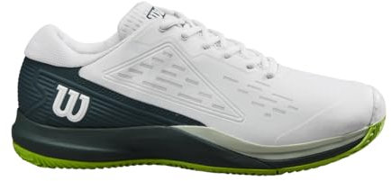 Wilson Rush Pro Ace Tennis Shoe for Clay Court, Men's, Size 8, White/Ponderosa Pine/Jasmine Green