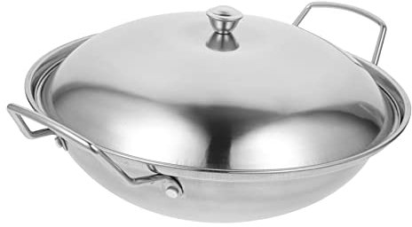 TOPBATHY Marmite à Épaissie Marmite Domestique Avec Couvercle Poêle De Cuisson Lisse Pour Cuisinières Wok Robuste Poignées