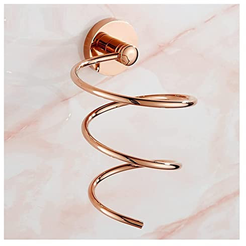 DIMEIYAN Hair Dryer Holder Wall Mount,Hair Dryer Holder,Barber Shop Full Copper Gold Hair Dryer Rack Solid Wall Hanging Bathroom Bathroom Hairdresser Hair Dryer Holder(Rose gold)