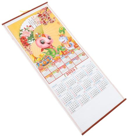 NUOBESTY 2025 Wandkalender „Jahr der Schlange“. Wandkalender-Planer japanische Scrollkalender monatskalender jahreskalender Chinesischer zum Aufhängen im Büro Papier