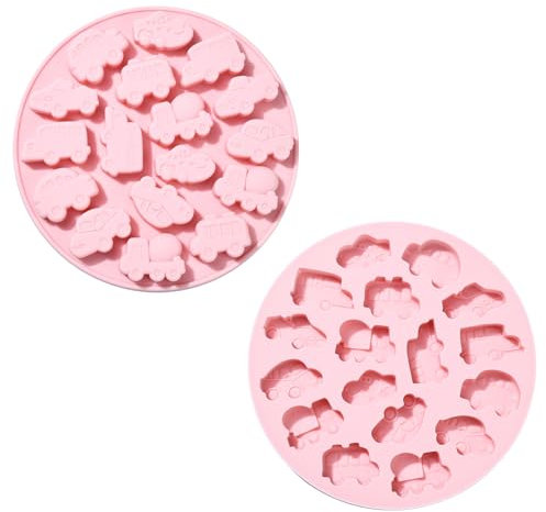 Ipotkitt 2 Stück rosa Silikon Auto Formen Fahrzeug geformte Silikon Schokoladenformen Backen Kuchen Formen für DIY Lustige Party Süßigkeiten Cookie Cupcake Dessert Herstellung