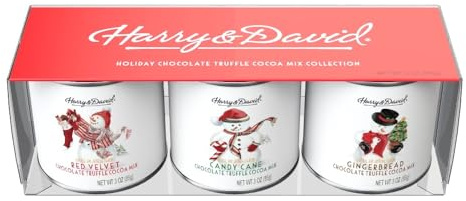Holiday Cocoa Gift Set, Red Velvet Cocoa, Candy Cane Cocoa, and Gingerbread Cocoa, 3-3oz Round Tins