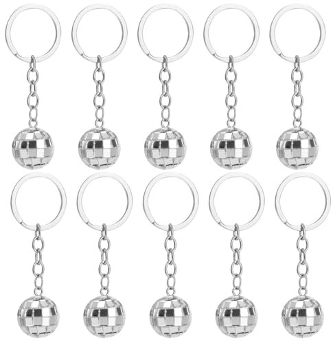 NQEUEPN 10stk Discokugel Schlüsselanhänger, Mini-Diskokugel Kleiner Disco-Schlüsselanhänger für Disco Partygeschenke Zubehör Dekorationen