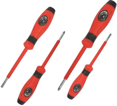 4 Pezzi Set 4 Cacciaviti Elettricista a Norma Set di Giravite Isolati Professionali con Punte Magnetiche Per Lavori Elettrici ed elettronici.