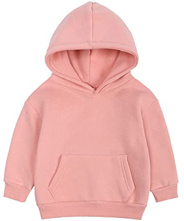 XUEJIANN Jungen-Lederjacke mit Kapuzenpullover, Kleinkind, Jungen, Mädchen, Pullover, Sweatshirt, Kinder, einfarbig, mit Kapuze, Farbüberzug, Mädchen-Top, 4T, Kleinkind-Kapuzenpullover, rose, 8-9