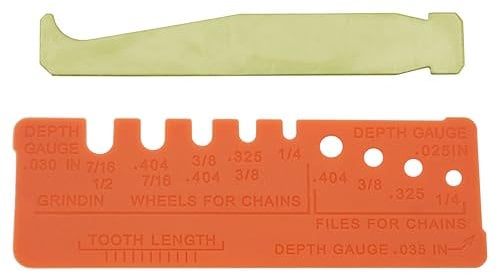 Sägenspezi Prüflehre für Sägeketten, Schärfwinkel, Tiefenbegrenzer, Teilung, Schleifscheibe, Feilen bei Motorsäge Kettenwerkzeug Quick Check Gauge Und Bar Groove Cleaner inkl. Nutenkratzer