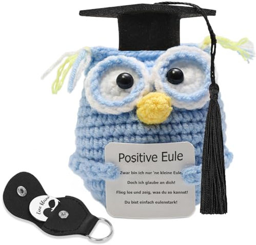 LOHENYOR Abitur 2025 Geschenk & Bachelor Geschenk- Positive Eule +Glücksbringer Set als - Motivationsgeschenk für bestandene Prüfungen - Schulabschluss Geschenk- Deko für Studentenzimmer