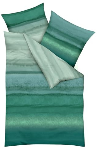 JACK by Kaeppel Fein Biber Bettwäsche 2 TLG. 135x200cm Mara Rosenholz Smaragd Grün Reißverschluss, Farbe:Grün