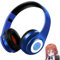 QJIRZB Nakano Miku - Auriculares inalámbricos Bluetooth The Quintessential Quintuplets Cosplay Nakano Miku Auriculares sobre la oreja con micrófono integrado para teléfonos portátiles