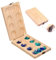 ZUNIPLEX Kalaha Spiel,Steinchenspiel Holz mit Steinen,Mancala,Hus Spiel,Edelsteinspiel für Kinder,Strategiespiele Kinder,Faltbares Holzbrett und schöne Bunte Steine