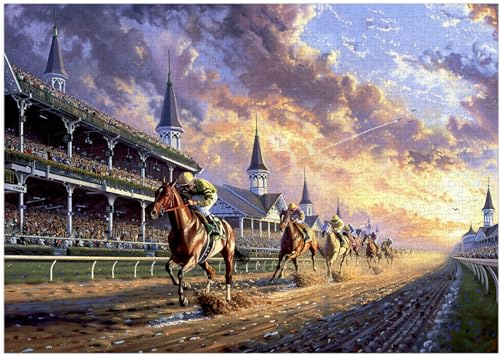 Horse Racing Jigsaw Puzzle 1000 Pieces for Adults – Equestrian Puzzle Gift for Horse Lovers – 1000pc Horizontal Puzzle (50x70cm / 19.685x27.559)