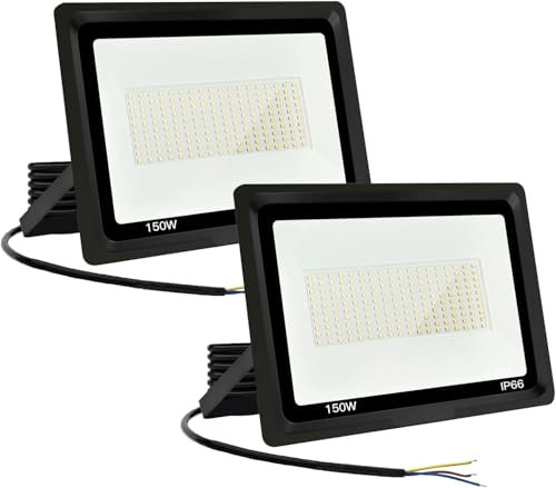 Jefedana LED Strahler Außen 150W 2PCS-IP66 Wasserdicht Fluter-6000K 15000LM Superhell LED-Strahler für Hinterhof, Garage, Flur,Garten