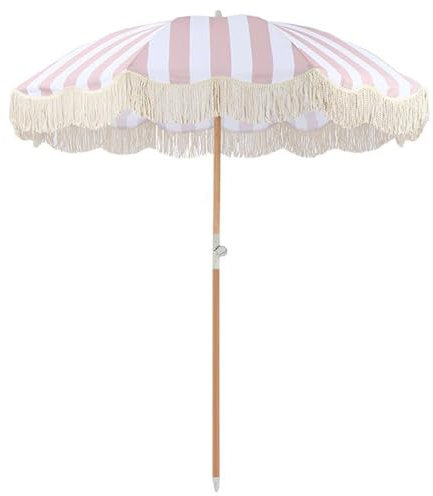 EYTVYUWPT Romantico Ombrellone Con Frange - Ombrellone Da Giardino Vintage 180cm - Ombrellone Da Spiaggia, Baldacchino Rotondo Inclinabile Per Ombrellone