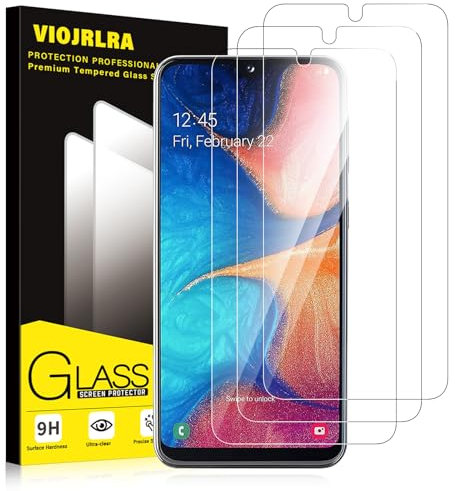 Viojrlra 3 Stück Panzer Schutz Glas für Samsung Galaxy A20e, 9H Härte Schutzfolie, HD Klar Displayschutz, Frei von Kratzern, Anti-Bläschen, Ultrabeständig Folie